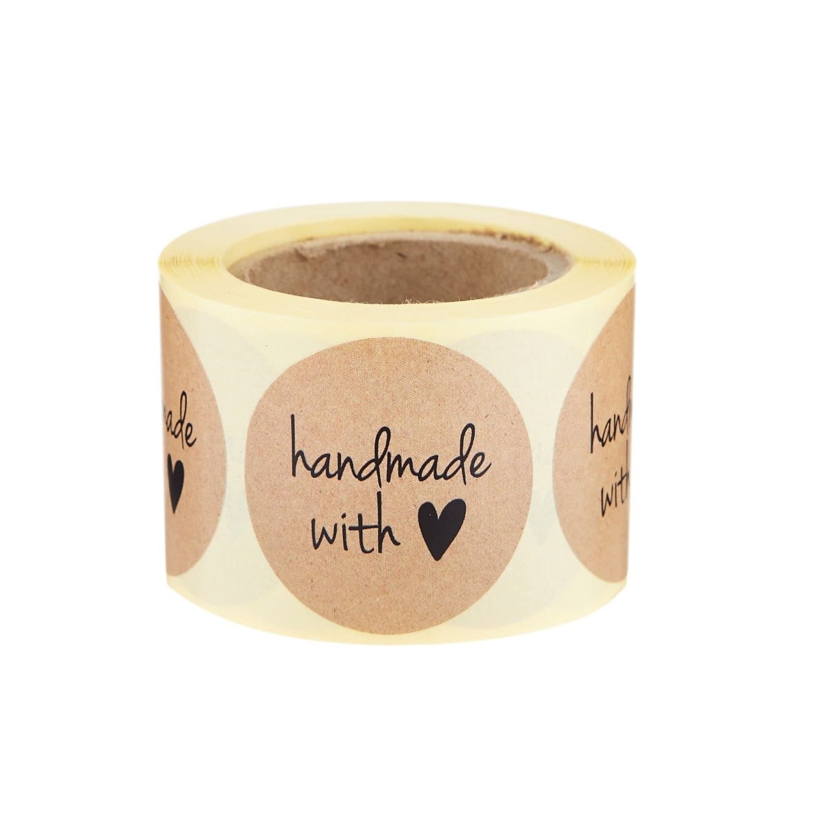 Brown Handmade with love Sticker Roll 250 Pieces - hotpackwebstore.com - Stickers
