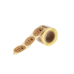 Brown Handmade with love Sticker Roll 250 Pieces - hotpackwebstore.com - Stickers