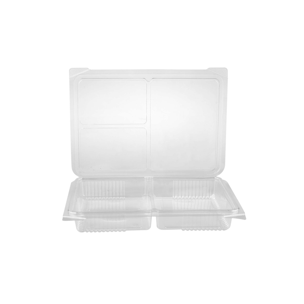 Clear compartment Clamshell PET container - hotpackwebstore.com - PET Container