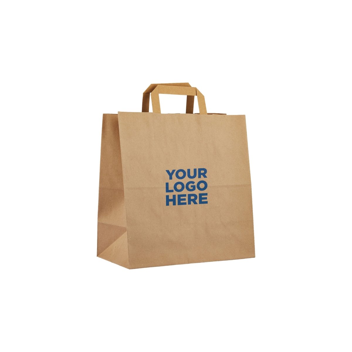 Customized Brown Flat Handle Paper Bags - hotpackwebstore.com - Flat Handle Paper Bags