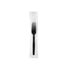 Heavy Duty Fork Black Plastic Individually Wrap 500 Pieces - hotpackwebstore.com - Plastic Cutleries