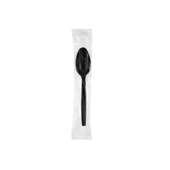 Heavy Duty Spoon Black Plastic Individually Wrap 500 Pieces - hotpackwebstore.com - Plastic Cutleries