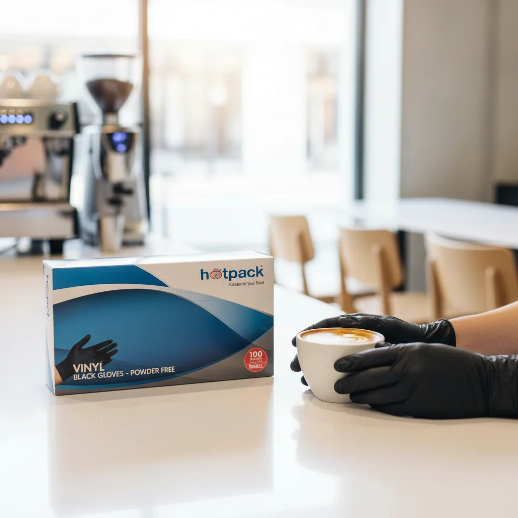 Black Powder Free Vinyl Gloves - hotpackwebstore.com