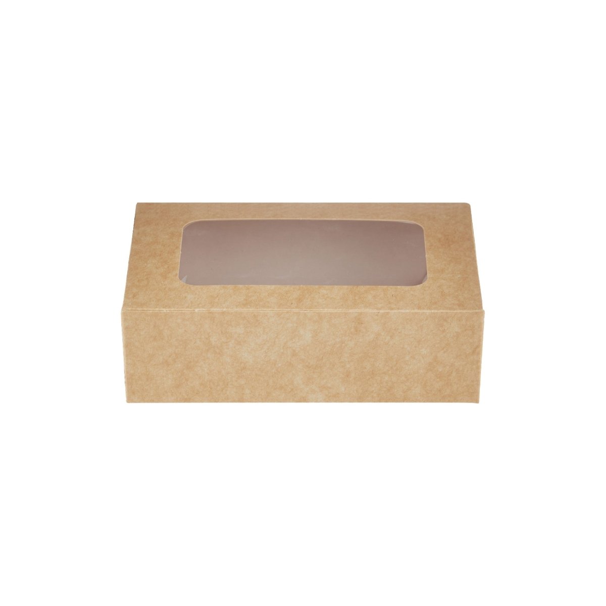 KRAFT RECTANGLE SALAD BOX 17 x 11 CM WITH WINDOW 250 Pieces - hotpackwebstore.com - Salad Boxes