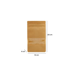 Kraft Resealable Paper Bag With Window 50 Pieces - hotpackwebstore.com - Paper Bags