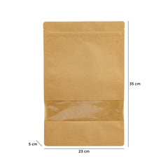 Kraft Resealable Paper Bag With Window 50 Pieces - hotpackwebstore.com - Paper Bags