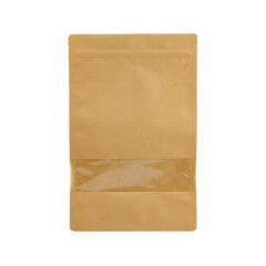 Kraft Resealable Paper Bag With Window 50 Pieces - hotpackwebstore.com - Paper Bags