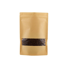 Kraft Resealable Paper Bag With Window 50 Pieces - hotpackwebstore.com - Paper Bags