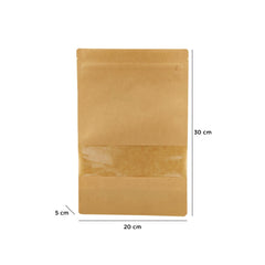 Kraft Resealable Paper Bag With Window 50 Pieces - hotpackwebstore.com - Paper Bags