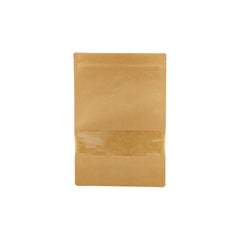 Kraft Resealable Paper Bag With Window 50 Pieces - hotpackwebstore.com - Paper Bags