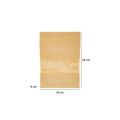 Kraft Resealable Paper Bag With Window 50 Pieces - hotpackwebstore.com - Paper Bags