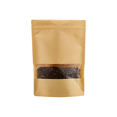 Kraft Resealable Paper Bag With Window 50 Pieces - hotpackwebstore.com - Paper Bags