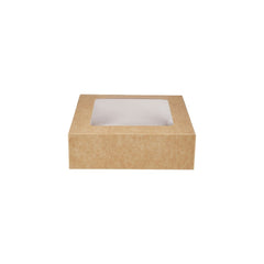 Kraft Square Salad Box with Window 250 Pieces - hotpackwebstore.com - Salad Boxes