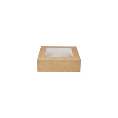 Kraft Square Salad Box with Window 250 Pieces - hotpackwebstore.com - Salad Boxes