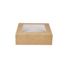 Kraft Square Salad Box with Window 250 Pieces - hotpackwebstore.com - Salad Boxes