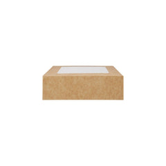 Kraft Square Salad Box with Window 250 Pieces - hotpackwebstore.com - Salad Boxes