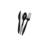 Medium Duty Black Cutlery Set (Spoon/Fork/Knife/Napkin) 500 Pieces - hotpackwebstore.com - Plastic Cutleries