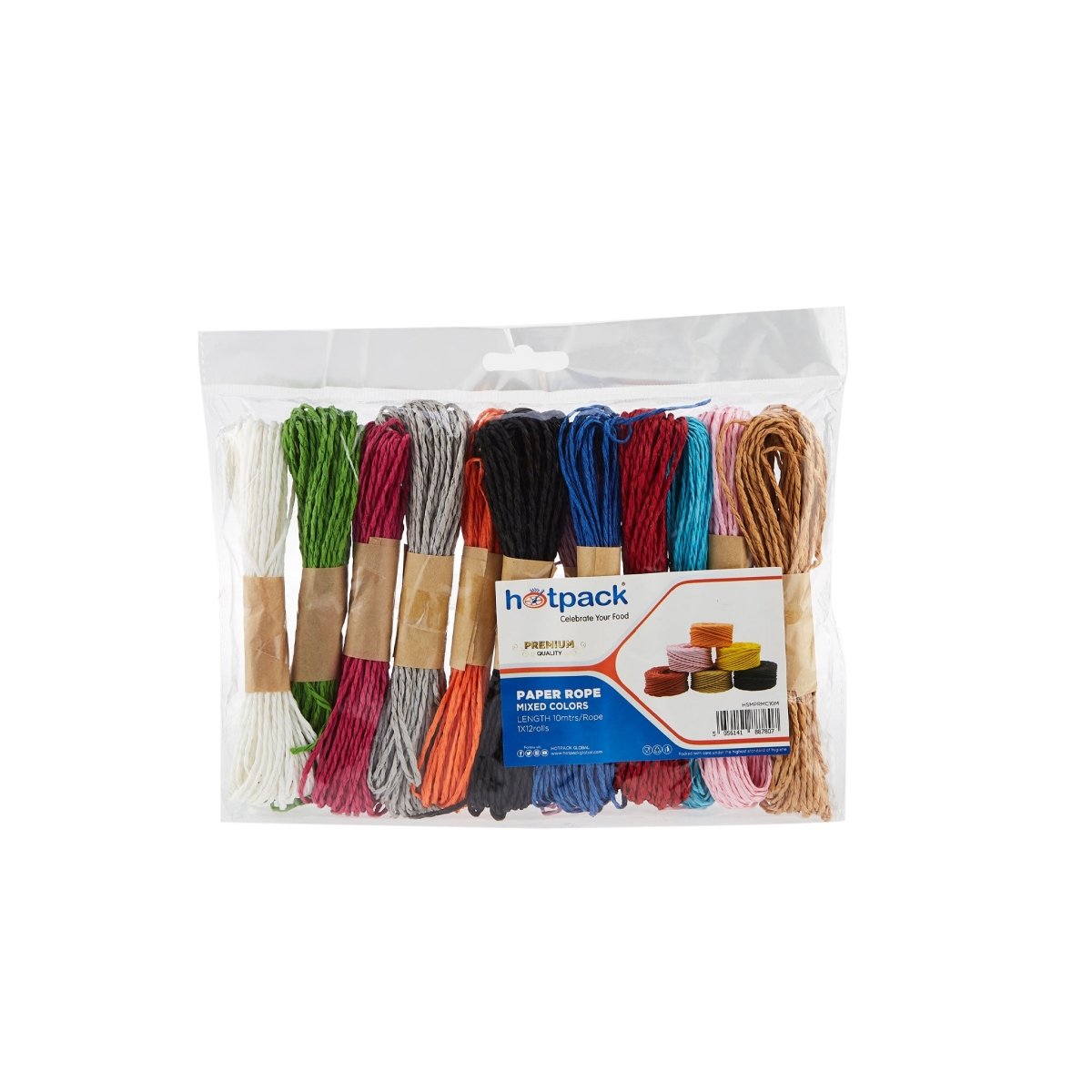 Paper Rope Mixed Colors (10 Meters * 12 Rolls) - hotpackwebstore.com -
