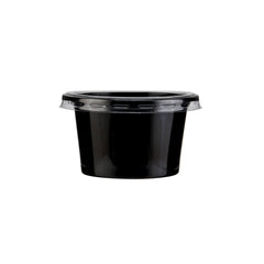 PET Black Base Portion Cup with Lid - hotpackwebstore.com
