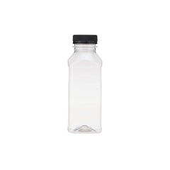 Plastic Square Bottle with Black Cap - hotpackwebstore.com - Plastic Bottles