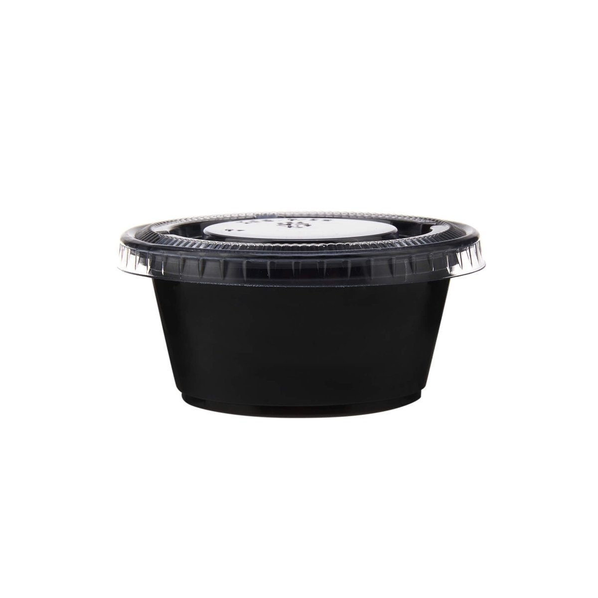 PP Black Base Portion Cup with Lid - hotpackwebstore.com