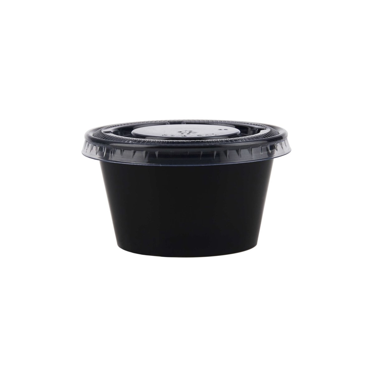 PP Black Base Portion Cup with Lid - hotpackwebstore.com