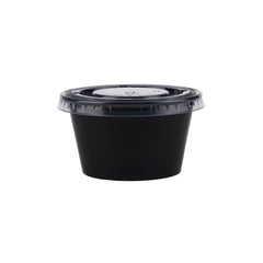 PP Black Base Portion Cup with Lid - hotpackwebstore.com