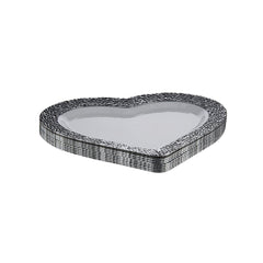 Premium Design Heart Plate with Silver Rim 10 Pieces - hotpackwebstore.com - Premium Plates