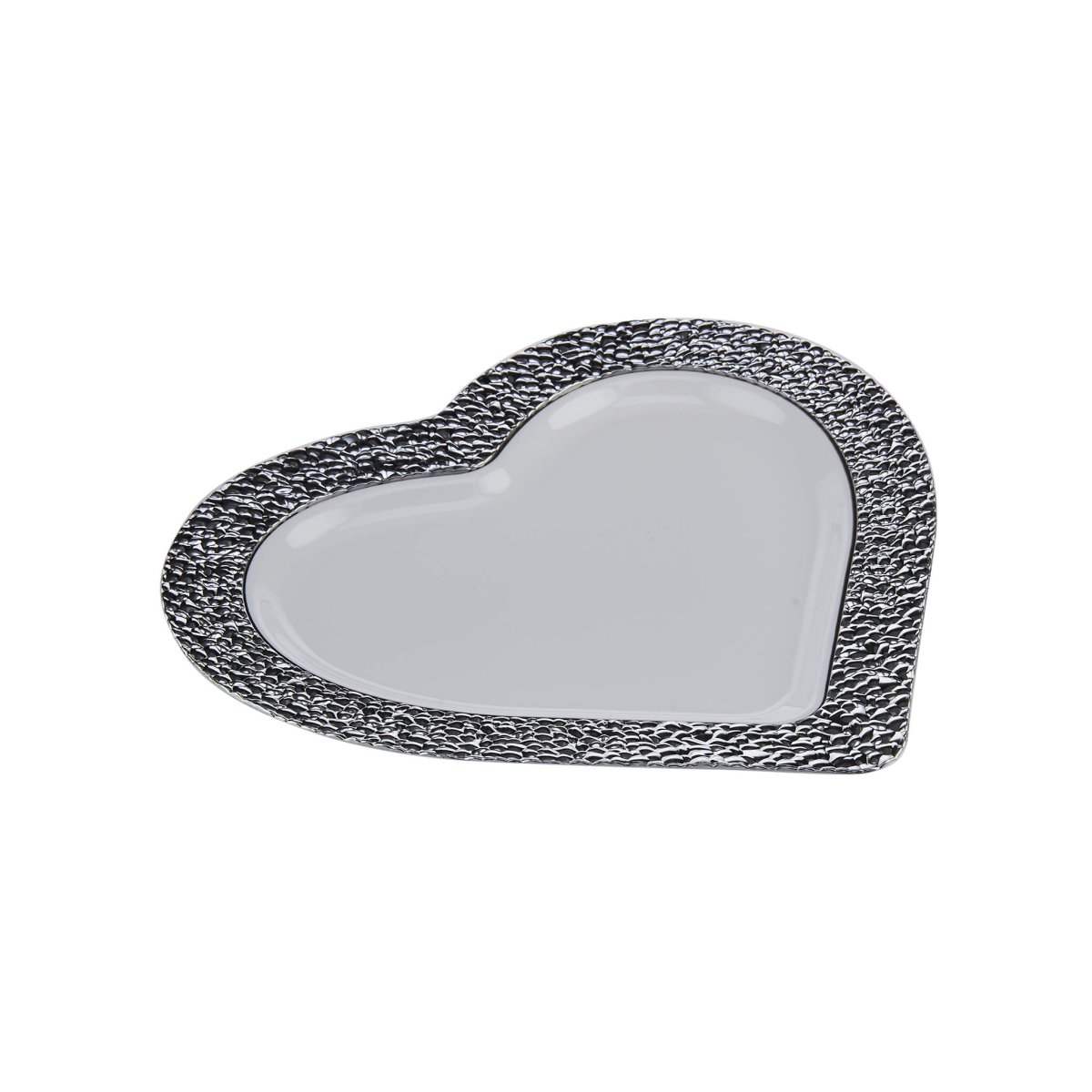 Premium Design Heart Plate with Silver Rim 10 Pieces - hotpackwebstore.com - Premium Plates
