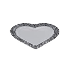 Premium Design Heart Plate with Silver Rim 10 Pieces - hotpackwebstore.com - Premium Plates
