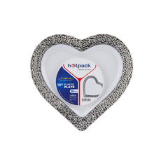 Premium Design Heart Plate with Silver Rim 10 Pieces - hotpackwebstore.com - Premium Plates