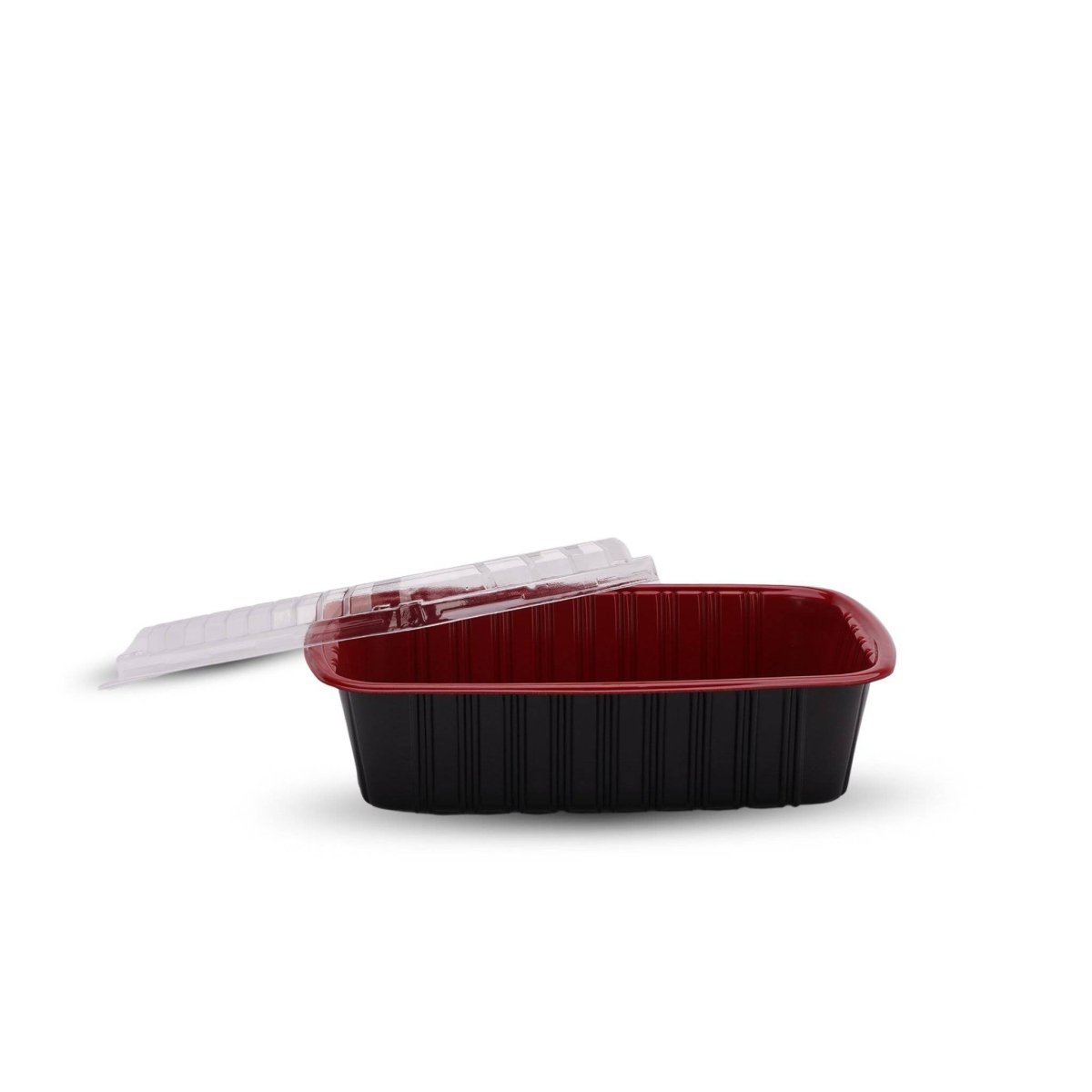 Red & Black 1000 ml PP Container With Lid 5 pieces - hotpackwebstore.com - Red And Black Base Containers