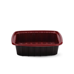 Red & Black 650 ml PP Container With Lid 5 pieces - hotpackwebstore.com - Red And Black Base Containers