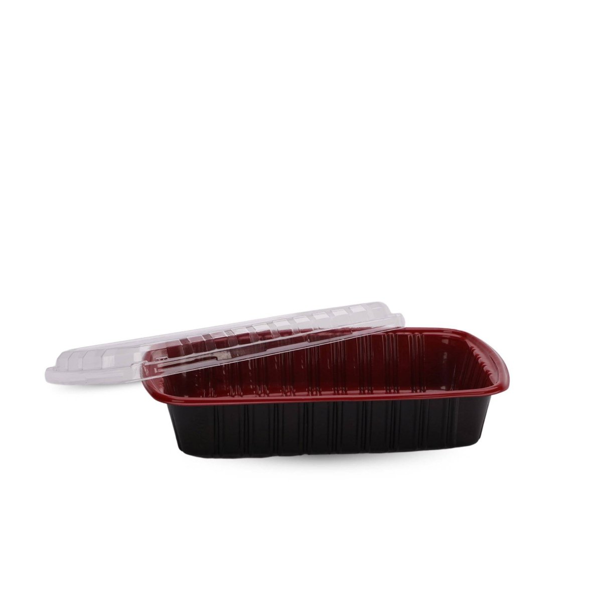 Red & Black 750 ml PP Container With Lid 5 pieces - hotpackwebstore.com - Red And Black Base Containers