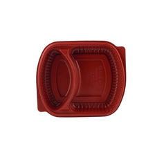 Red & Black Base Rectangular 2 - Compartment Container With Lid 250 Pieces - hotpackwebstore.com - Red And Black Base Containers