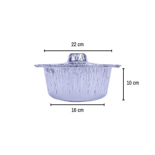 Round Aluminum Pot Container With Lid - hotpackwebstore.com - Aluminium Pots