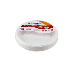 Round Plastic Plate White - hotpackwebstore.com - Plastic Plates