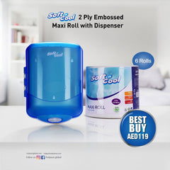 Soft n Cool Maxi Roll Dispenser 1pc + 6 Rolls of 2 Ply Maxi Roll - hotpackwebstore.com - Maxi Roll
