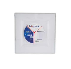 White Square Plate With Silver Rim Design 10 Pieces - hotpackwebstore.com -
