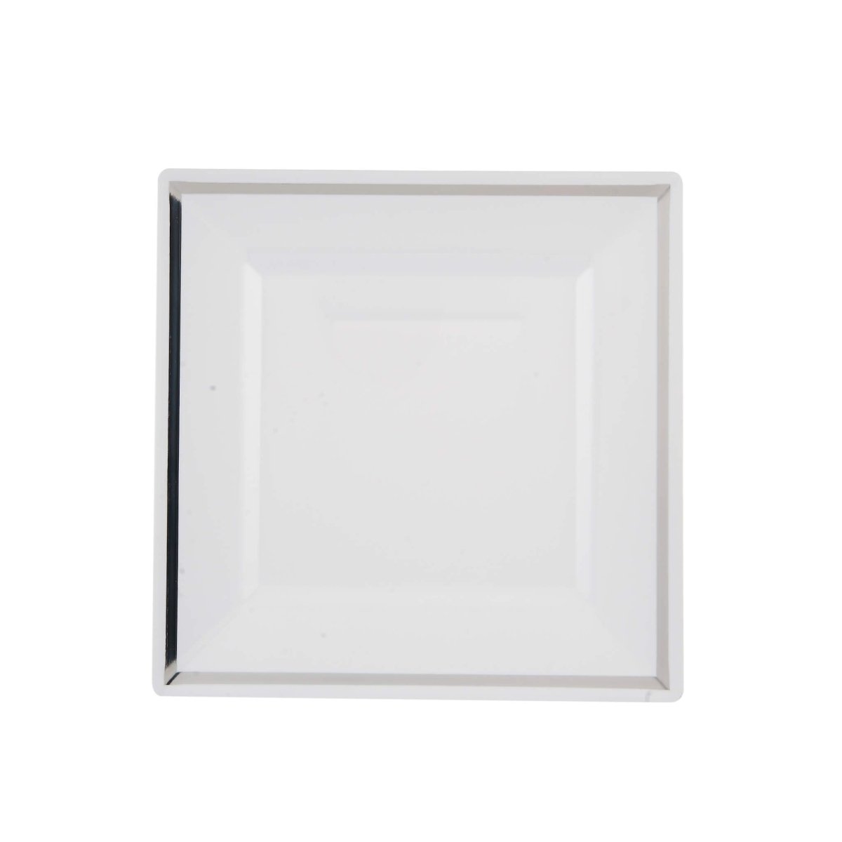 White Square Plate With Silver Rim Design 10 Pieces - hotpackwebstore.com -