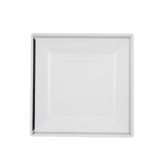 White Square Plate With Silver Rim Design 10 Pieces - hotpackwebstore.com -