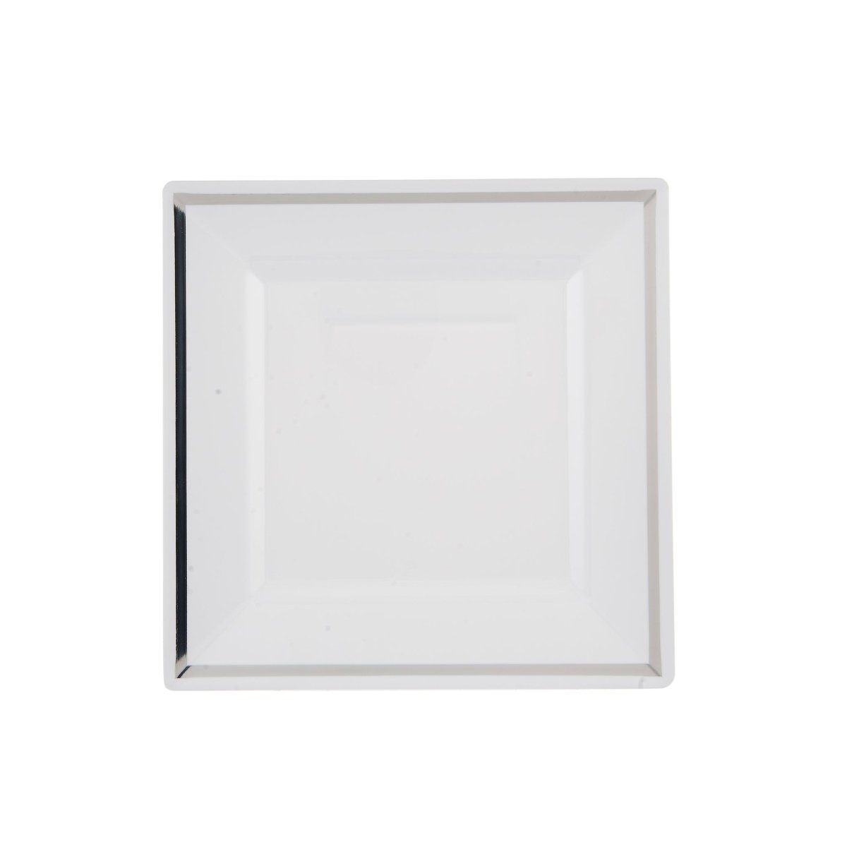 White Square Plate With Silver Rim Design 10 Pieces - hotpackwebstore.com -