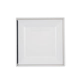White Square Plate With Silver Rim Design 10 Pieces - hotpackwebstore.com -