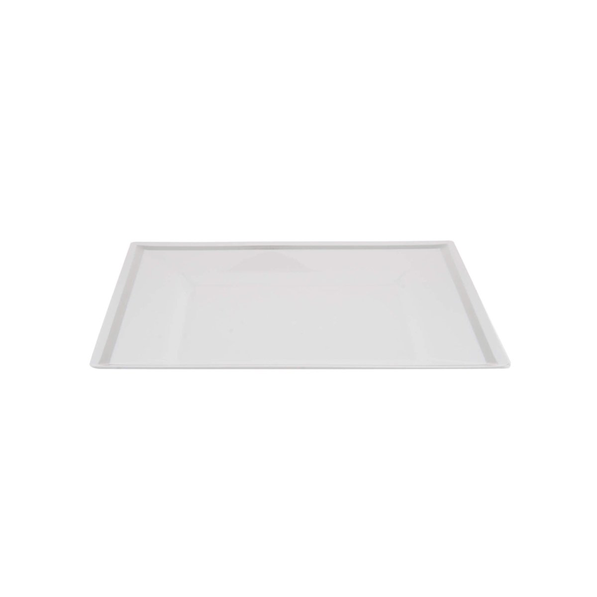 White Square Plate With Silver Rim Design 10 Pieces - hotpackwebstore.com -