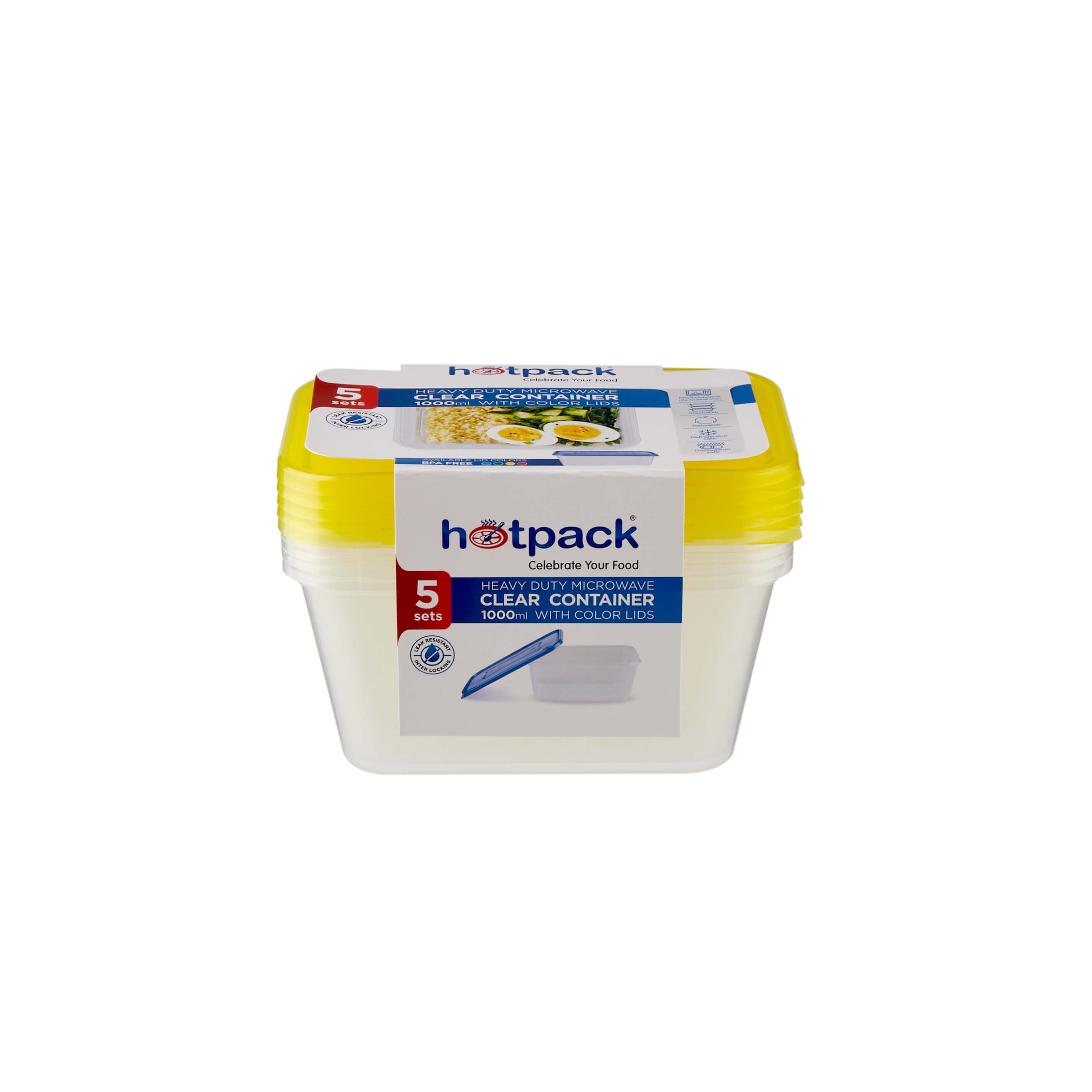 Clear Rectangular Heavy Duty Microwave Container with Color Lids - hotpackwebstore.com