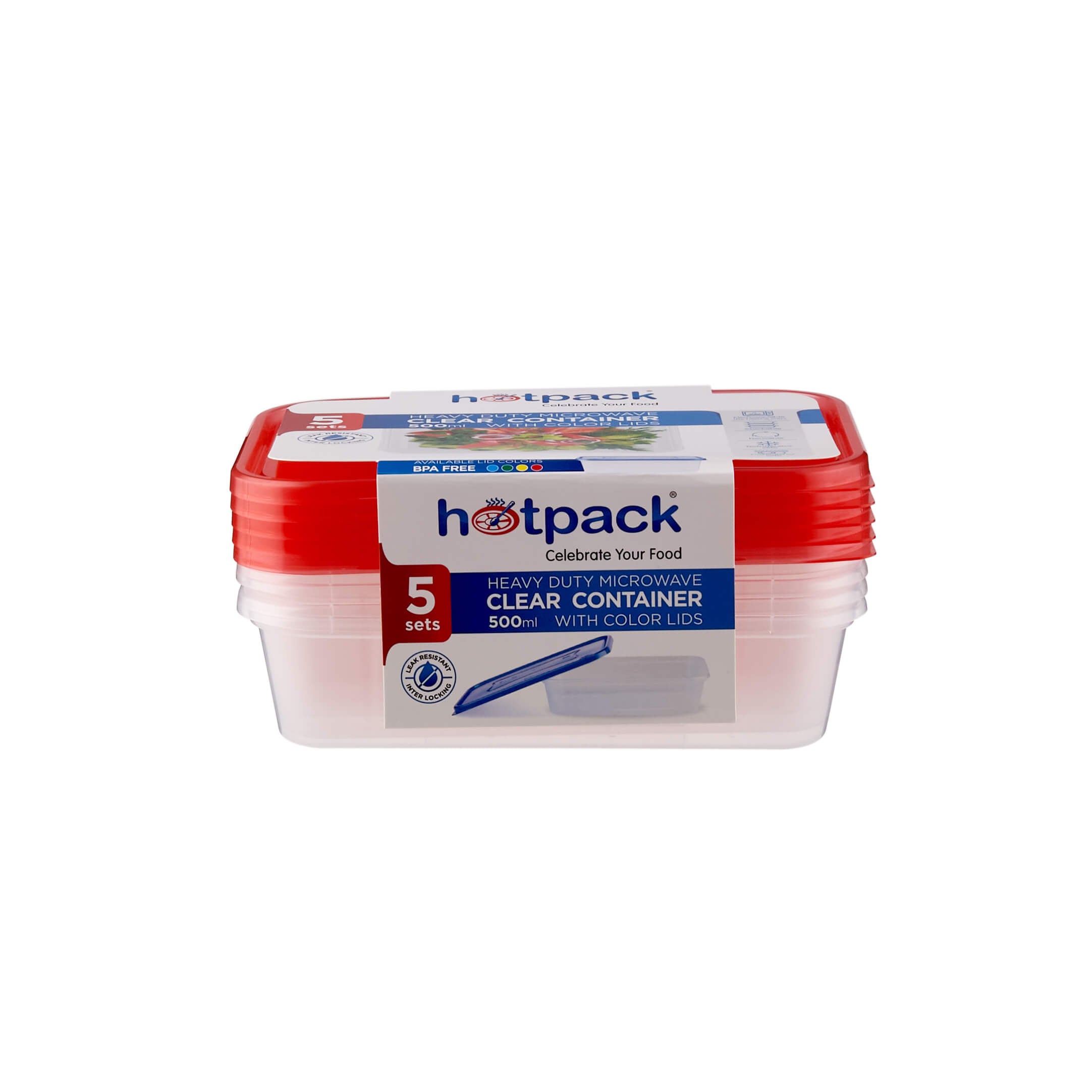 Clear Rectangular Heavy Duty Microwave Container with Color Lids - hotpackwebstore.com