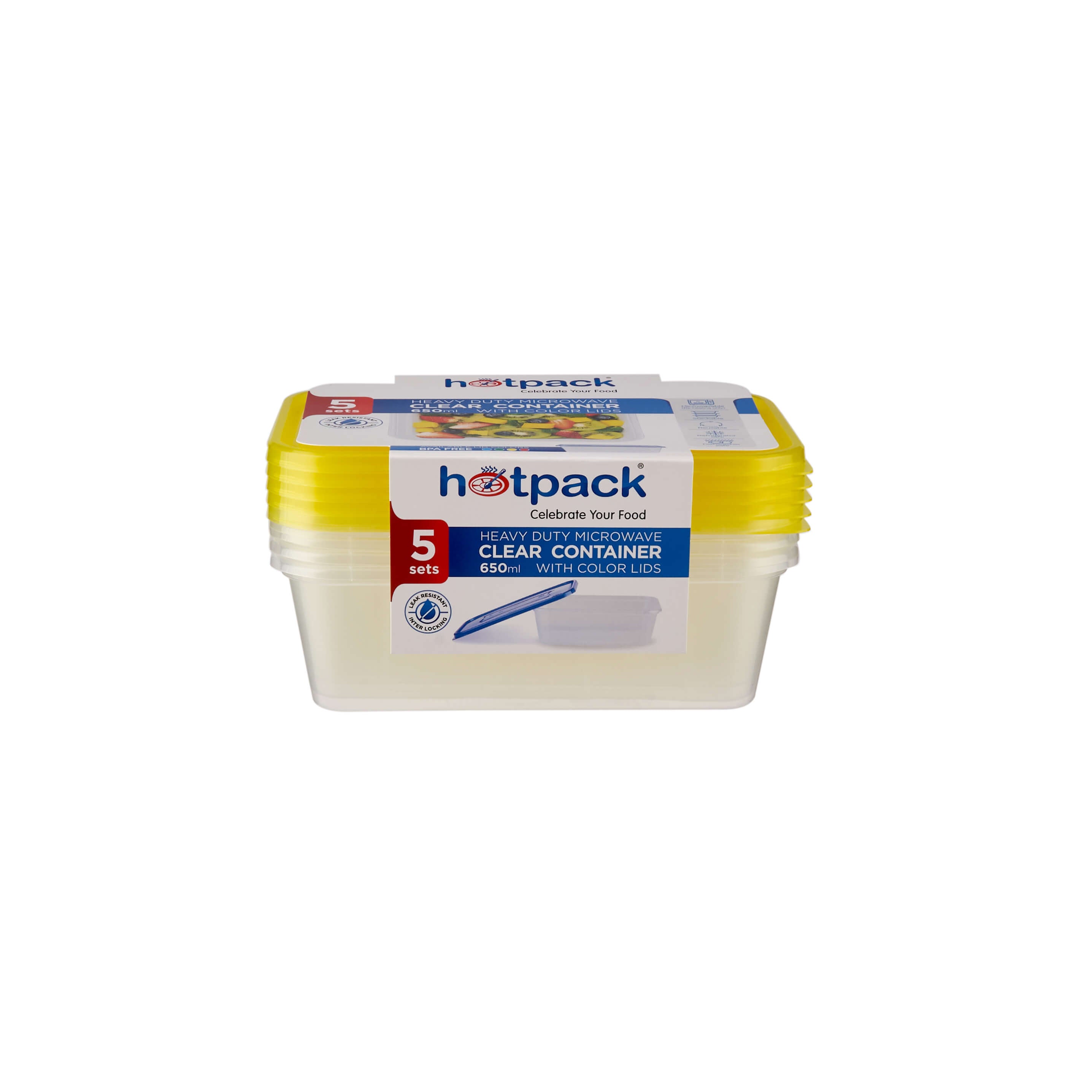 Clear Rectangular Heavy Duty Microwave Container with Color Lids - hotpackwebstore.com