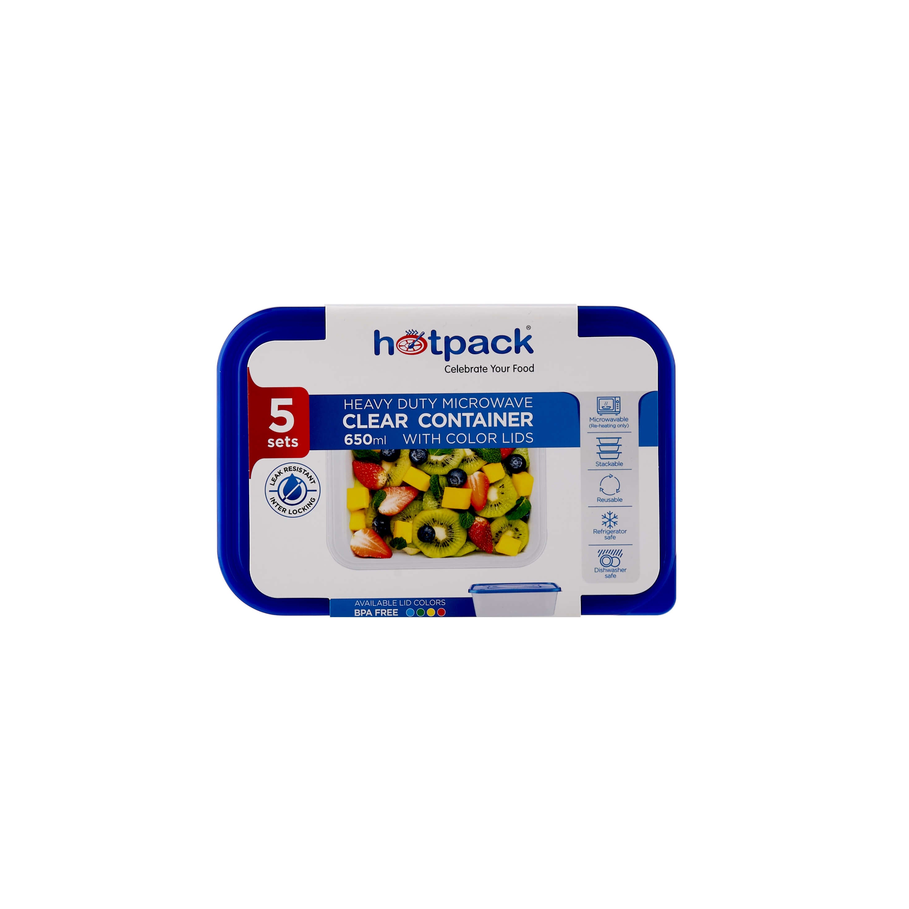 Clear Rectangular Heavy Duty Microwave Container with Color Lids - hotpackwebstore.com