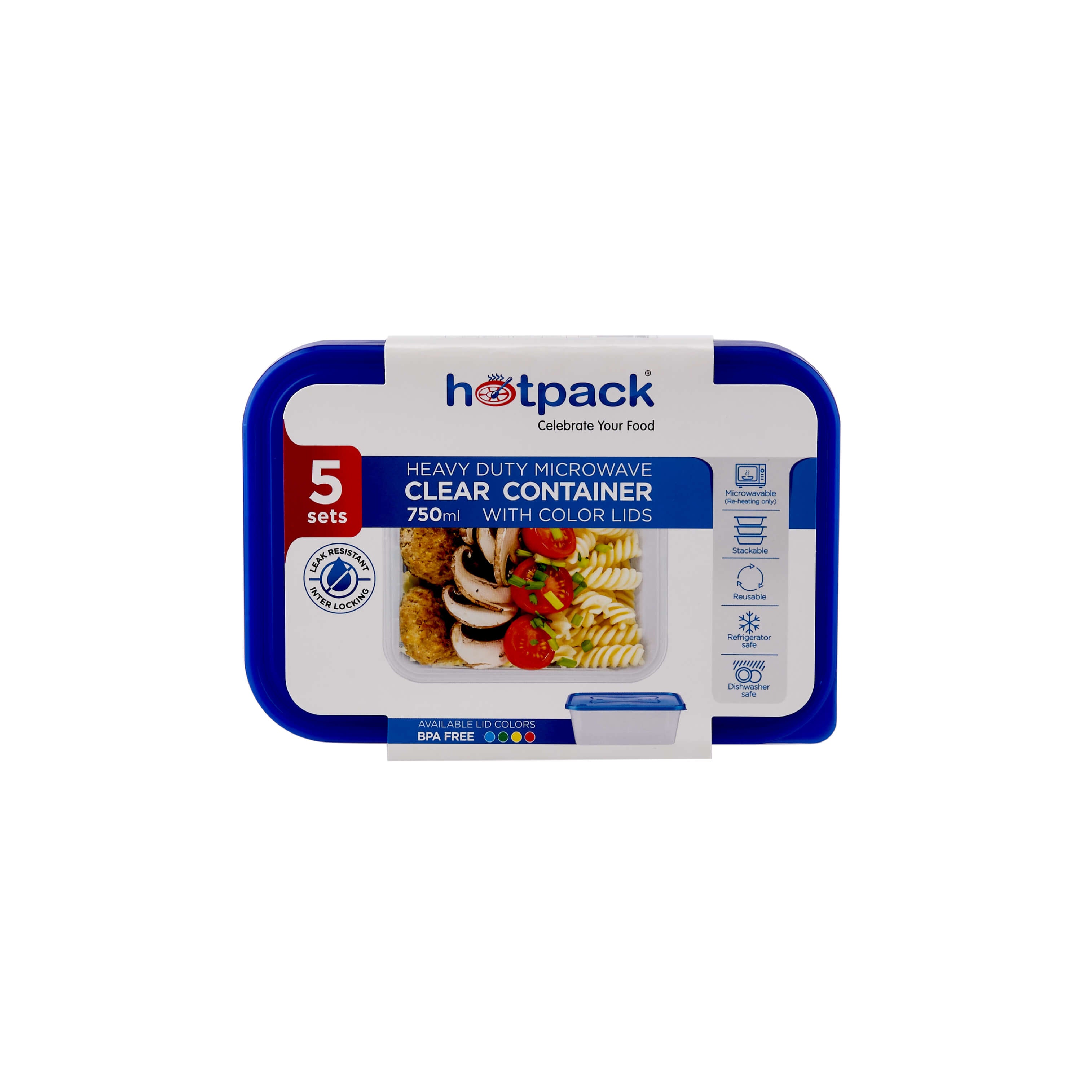 Clear Rectangular Heavy Duty Microwave Container with Color Lids - hotpackwebstore.com