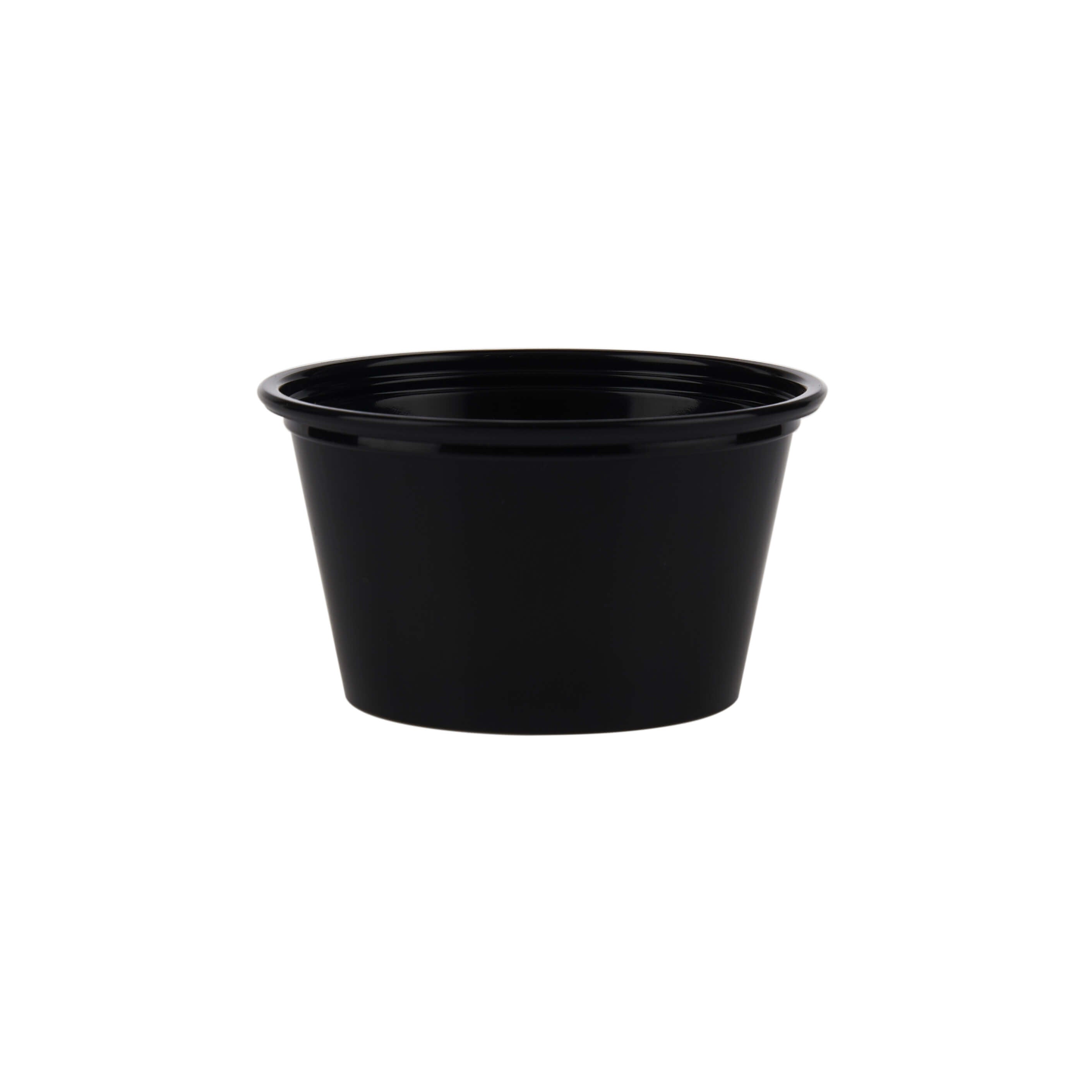 100ml or 100cc Black PET Portion Cup for sauces and condiments- Hotpack Global